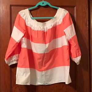 Coral and white blouse